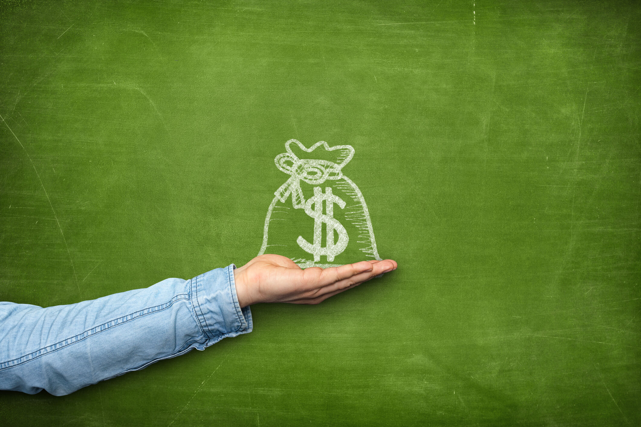 hand holding image of money bag