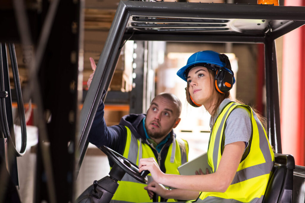 forklift driver receiving training