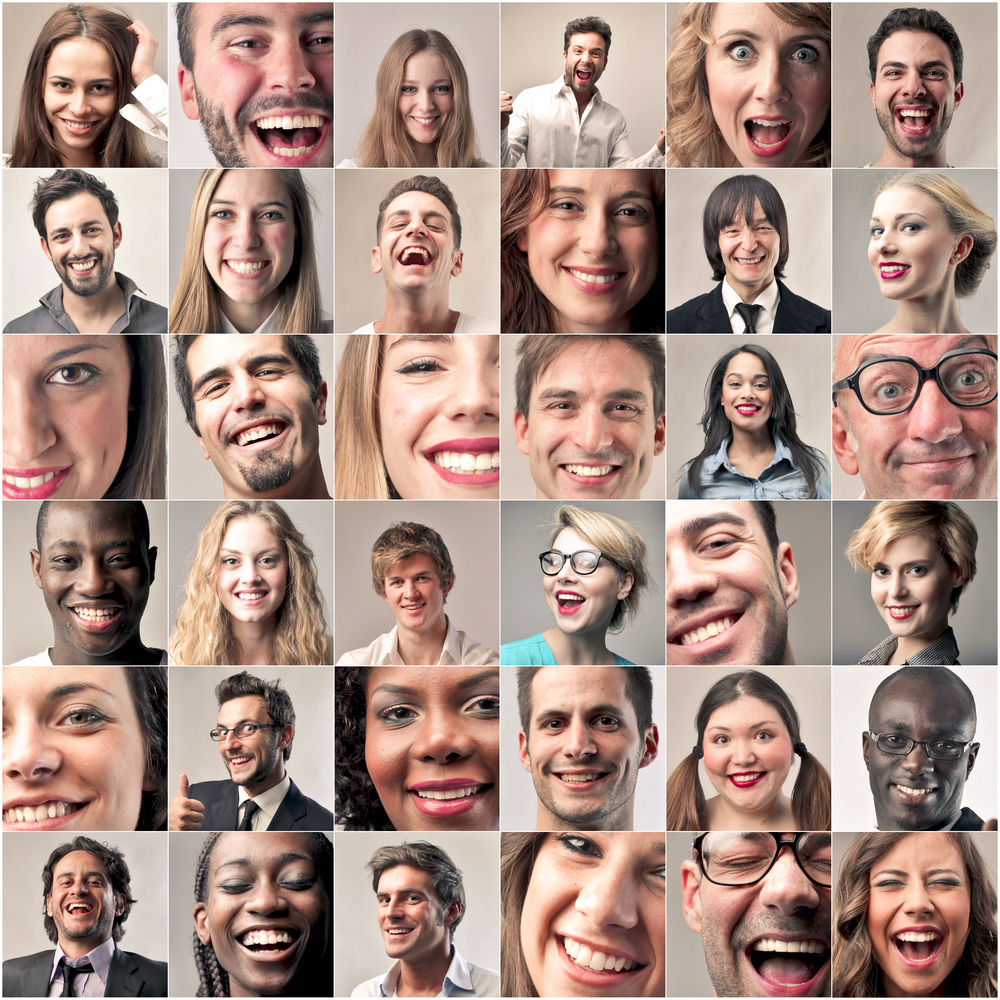 closeups of people with happy faces