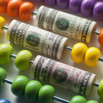 rolls of money on abacus