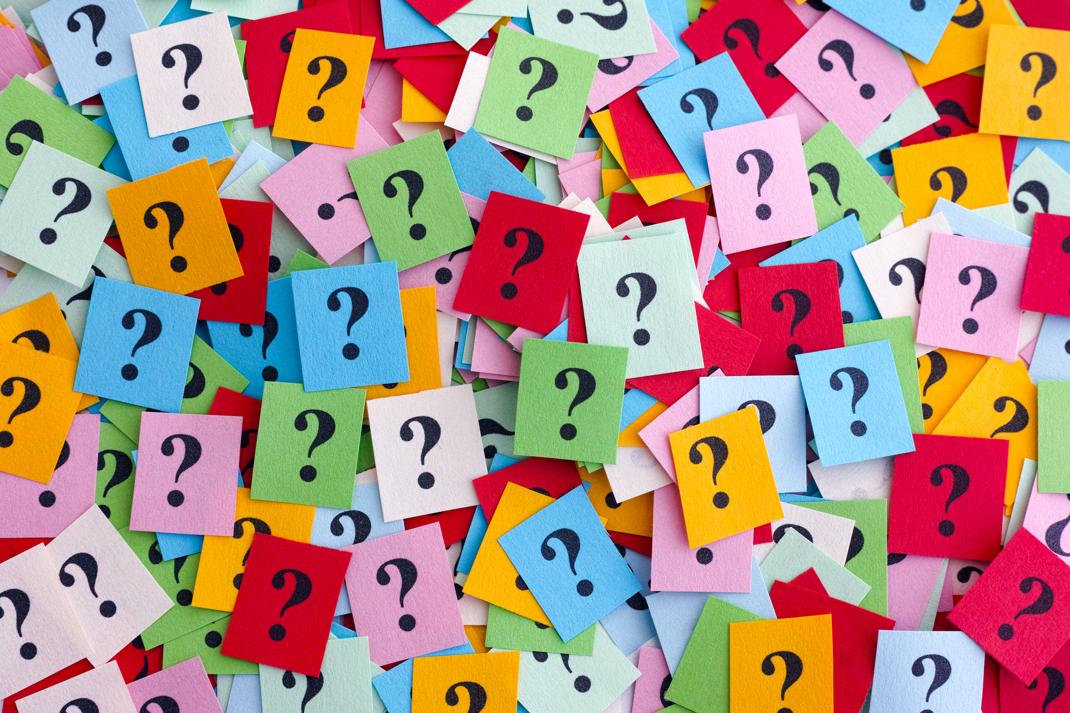 question marks on colorful post its