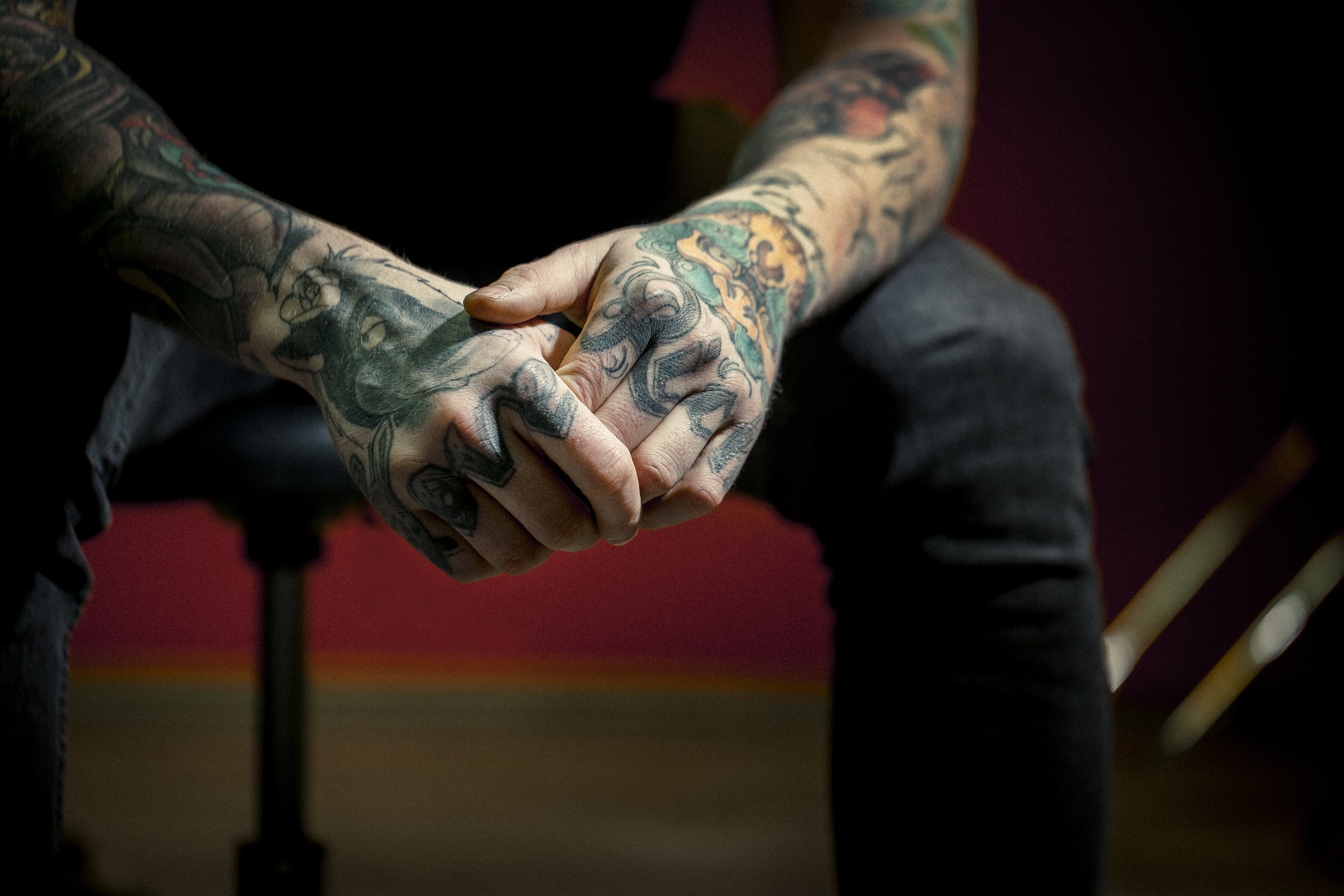 closeup of tattooed hands