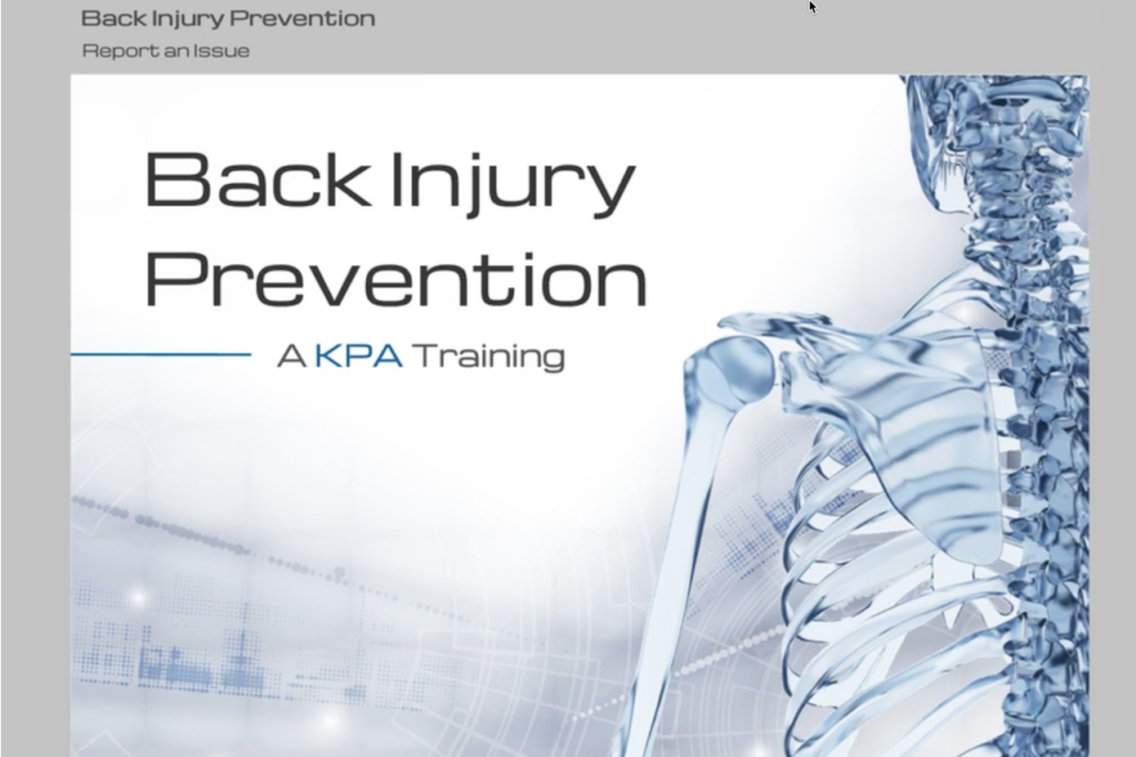 Back Injury Prevention Training Still