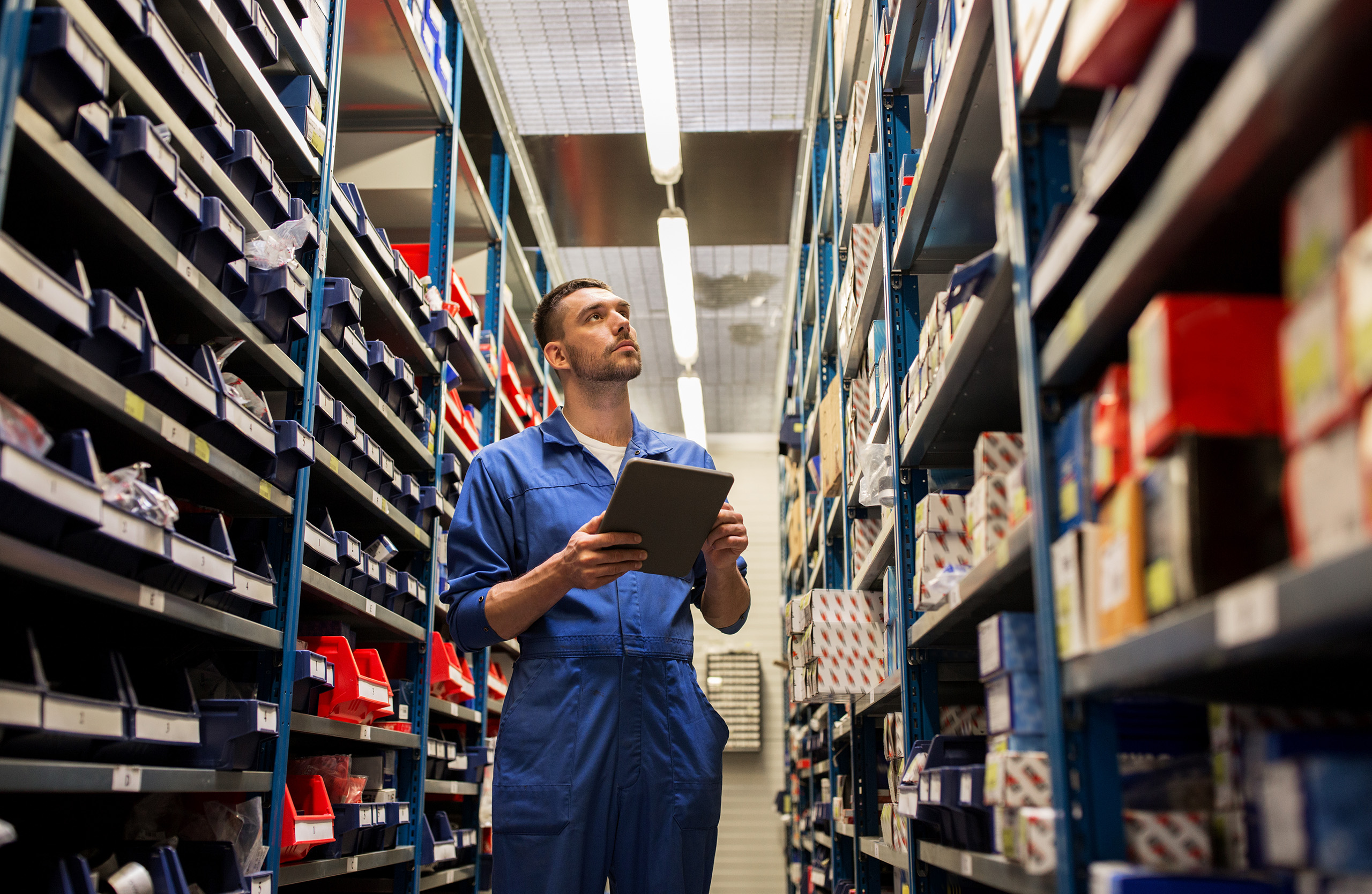 warehouse worker with tablet