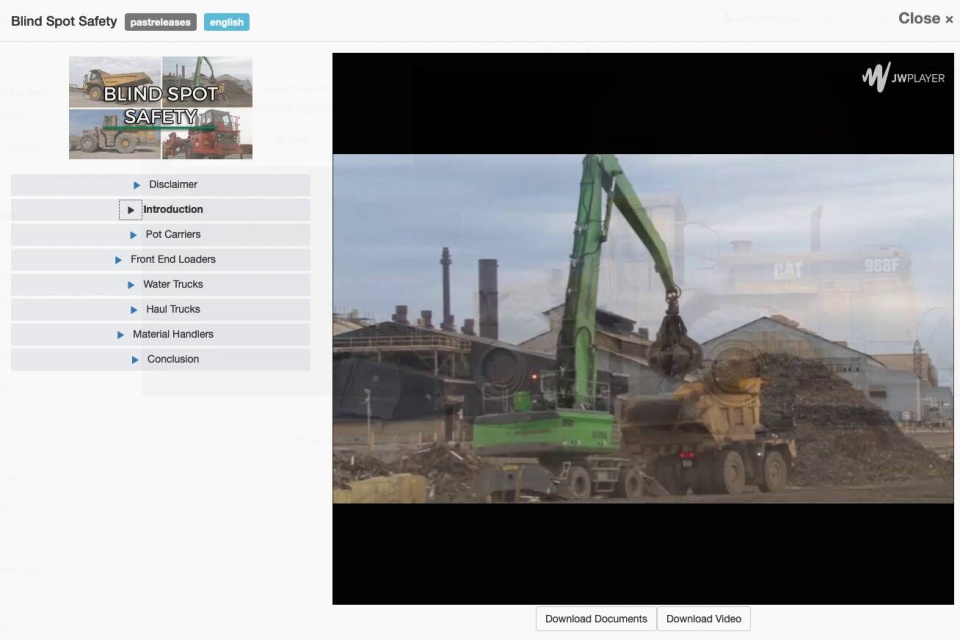 screen shot of the blind spots safety training course