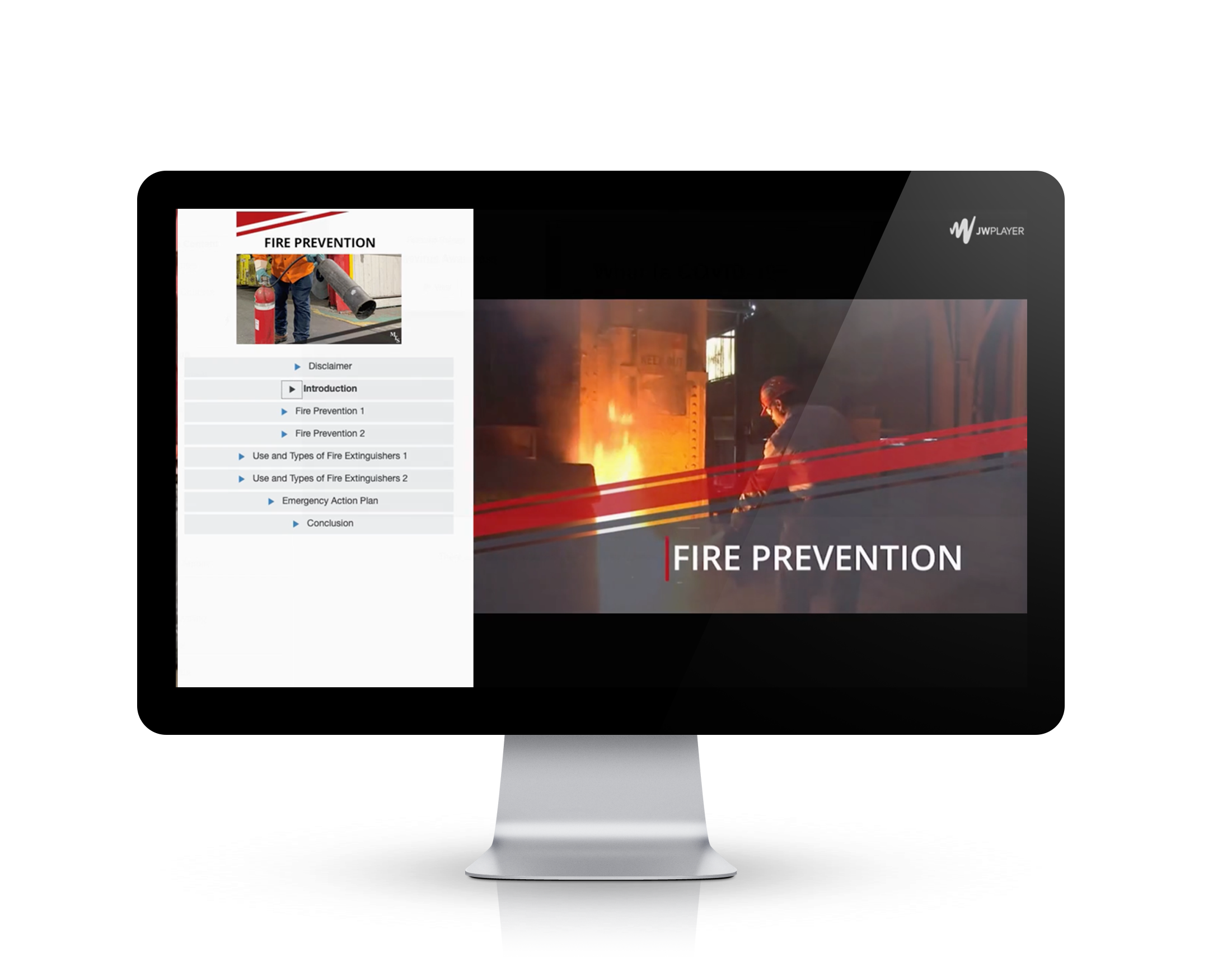 Fire Prevention safety training still on a video base