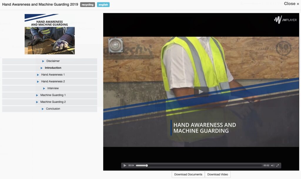 Machine Guarding and hand awareness online training video screenshot