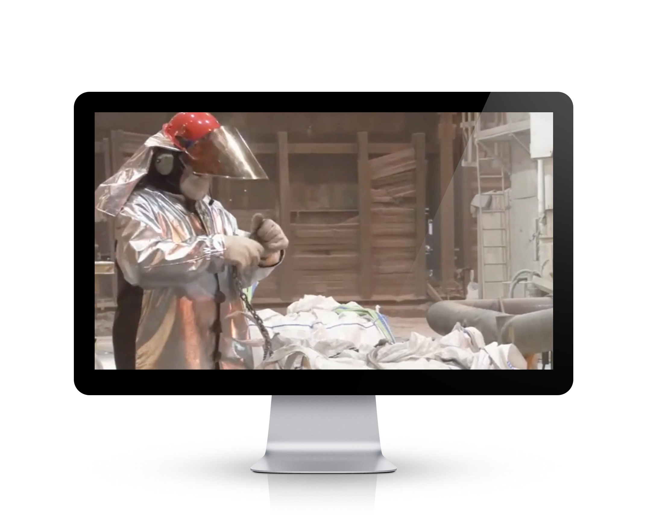 PPE Hearing Conservation Pipe and Wire training video image overlaid onto a Video Base